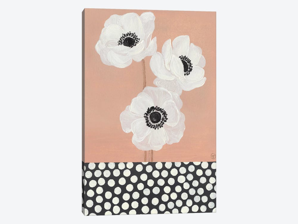 Caramel French Anemones With Polka Dots by CreatingTaryn 1-piece Canvas Artwork