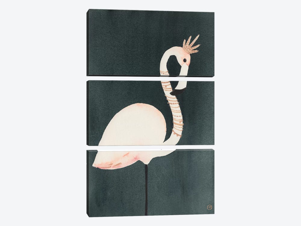 Flamingo And Crown 3-piece Canvas Wall Art