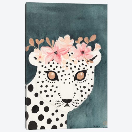 Flower Crown Leopard Canvas Print #CTA26} by CreatingTaryn Canvas Art Print