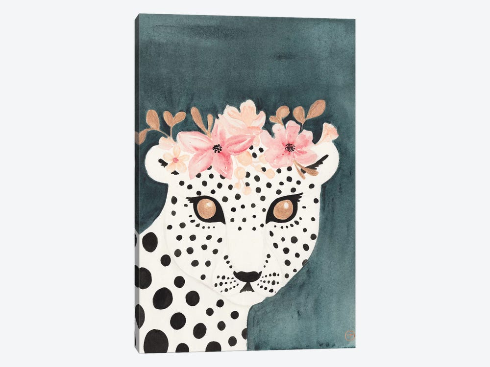 Flower Crown Leopard by CreatingTaryn 1-piece Canvas Wall Art