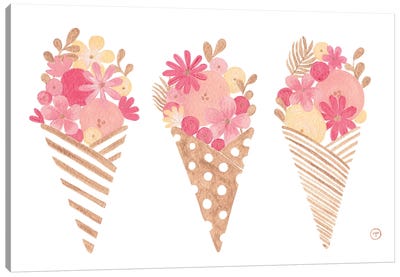 Ice Cream Cones Gold Paper Canvas Art Print - Minimalist Kitchen Art