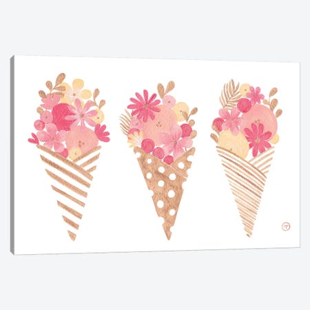 Ice Cream Cones Gold Paper Canvas Print #CTA37} by CreatingTaryn Canvas Artwork