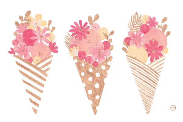 Minimalist Bohemian Decor: Ice Cream Cones Gold Paper by CreatingTaryn