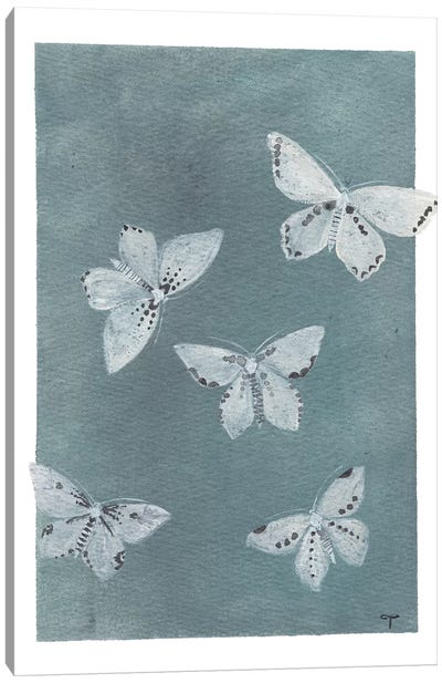 Midnight Butterflies Canvas Art Print - Minimalist Nursery