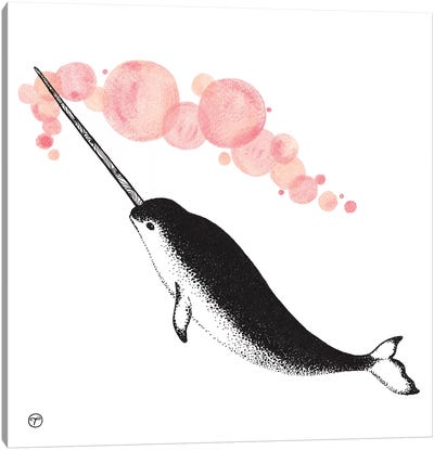 Narwhal Paper Canvas Art Print - Narwhal Art