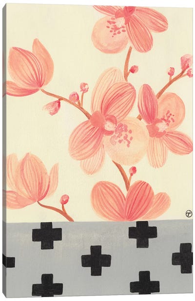 Orchids With Crosses On Grey Canvas Art Print - Orchid Art