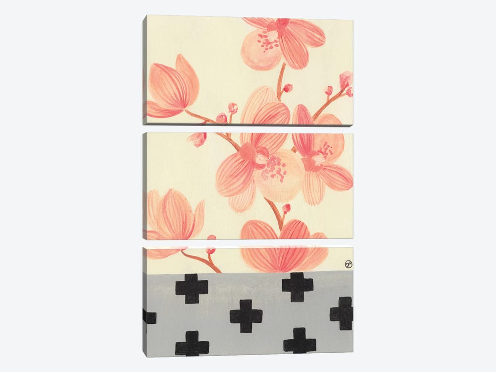 Orchids With Crosses On Grey 3-piece Canvas Print