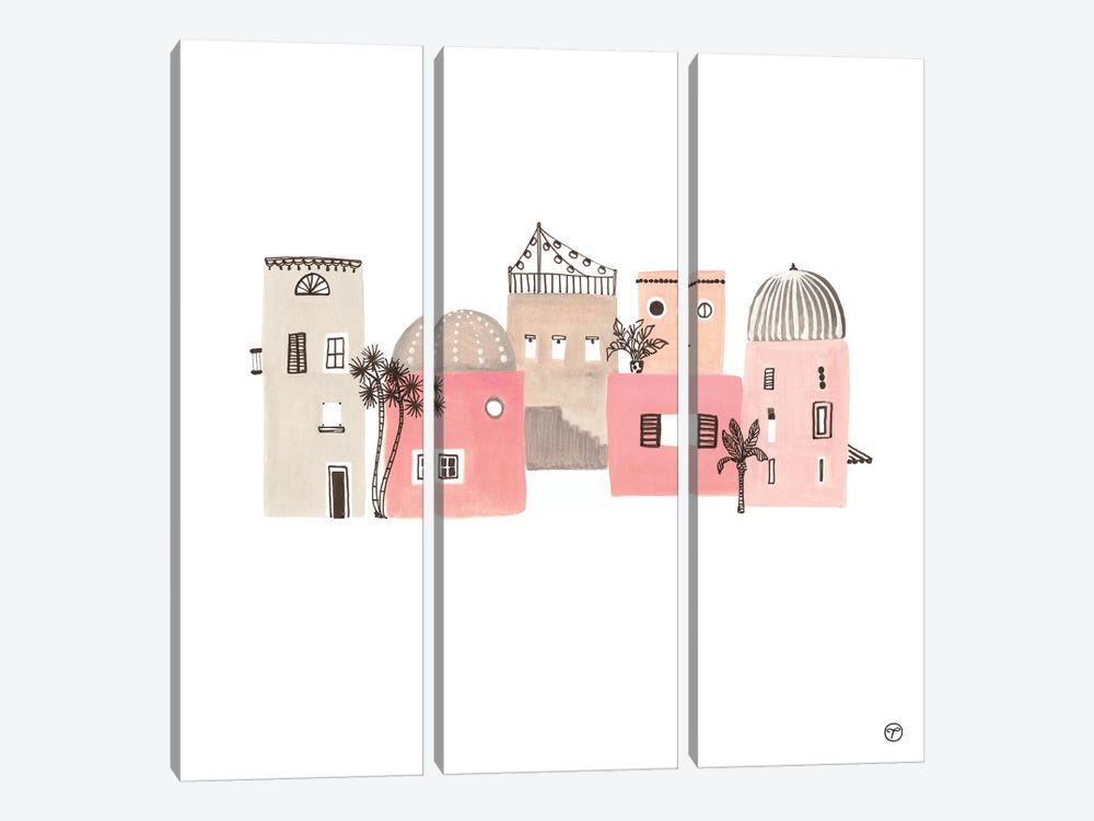 6 Buildings Paper by CreatingTaryn 3-piece Canvas Wall Art