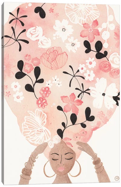 Pink Flower Hair Canvas Art Print - CreatingTaryn