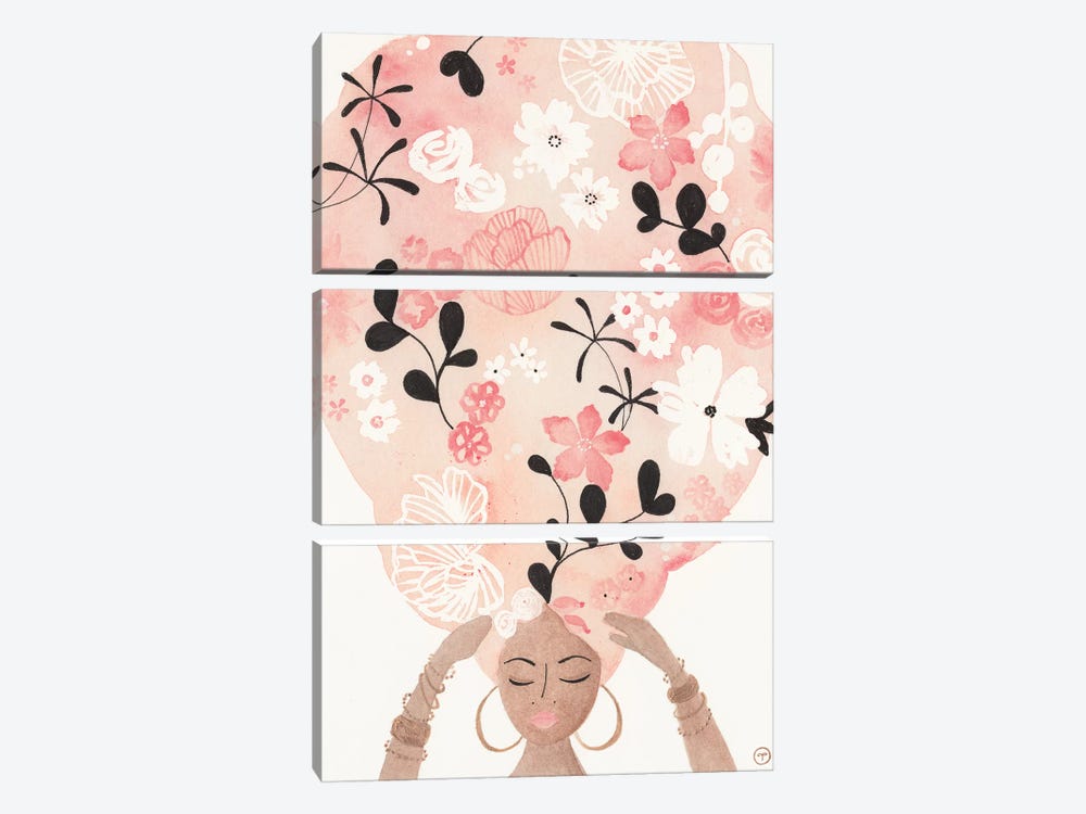 Pink Flower Hair by CreatingTaryn 3-piece Art Print