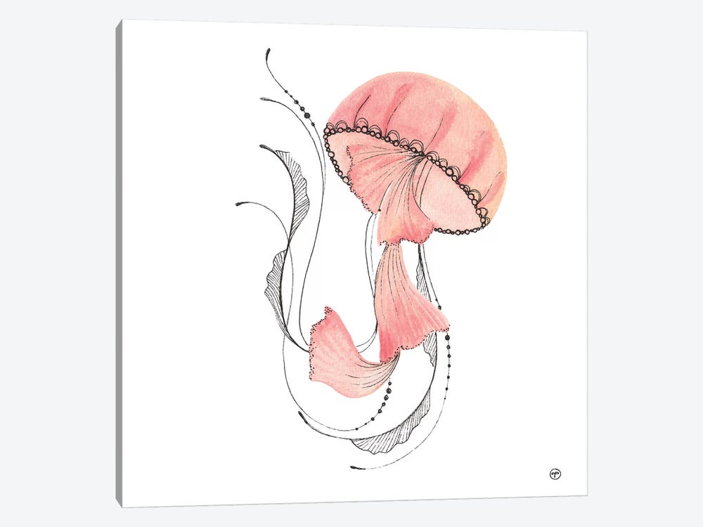 Pink Jellyfish Paper by CreatingTaryn 1-piece Canvas Wall Art