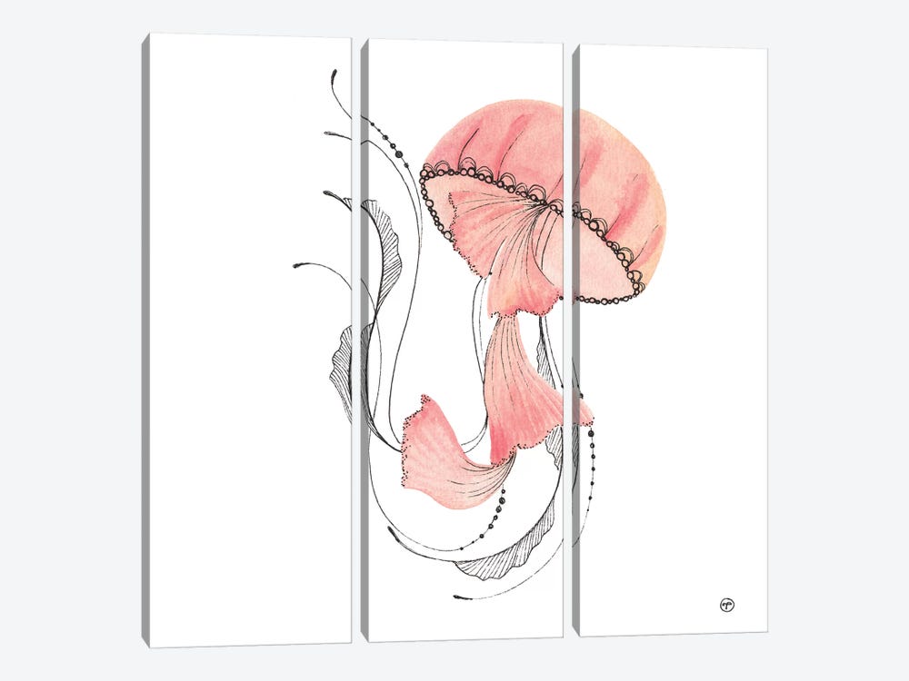 Pink Jellyfish Paper by CreatingTaryn 3-piece Canvas Art