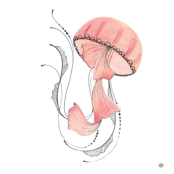 Kids Ocean Life Art: Pink Jellyfish Paper by CreatingTaryn