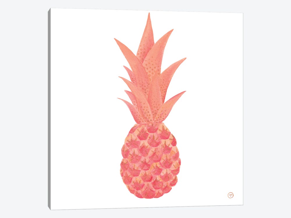 Pink Pineapple With Gold Paper by CreatingTaryn 1-piece Canvas Art Print