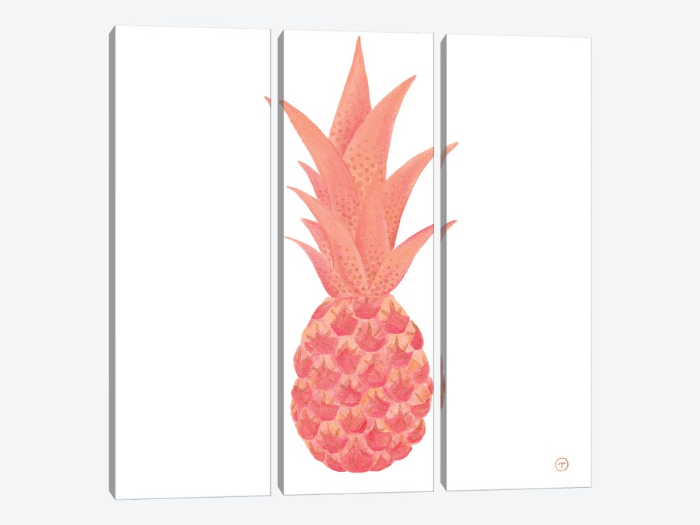 Pink Pineapple With Gold Paper by CreatingTaryn 3-piece Canvas Art Print
