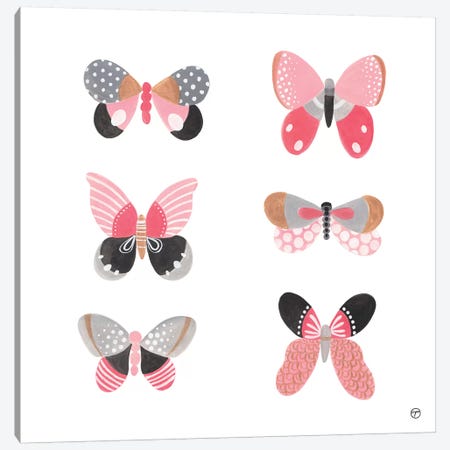 6 Butterflies Paper Square Canvas Print #CTA5} by CreatingTaryn Art Print