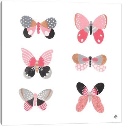 6 Butterflies Paper Square Canvas Art Print - CreatingTaryn