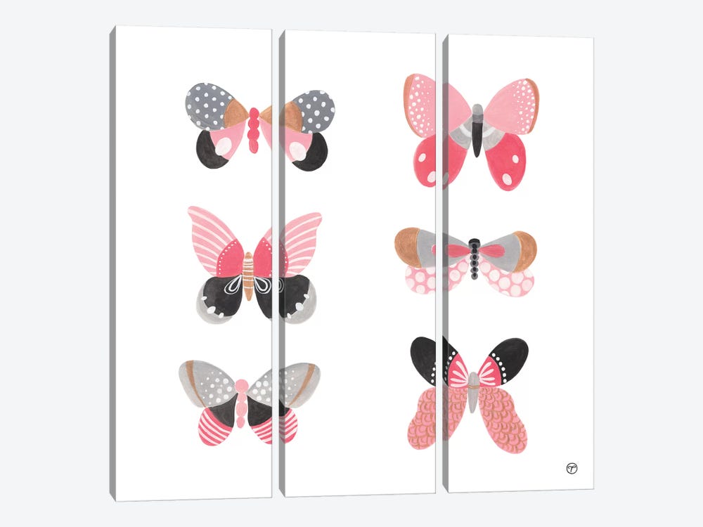 6 Butterflies Paper Square by CreatingTaryn 3-piece Canvas Art Print