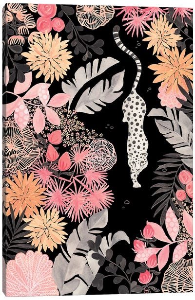 Stalking Leopard Paper On Black Canvas Art Print - CreatingTaryn
