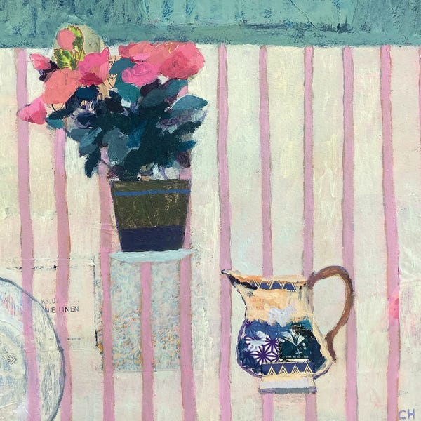 Fine Art Print: Milk Pitcher And Roses by Charlotte Hardy