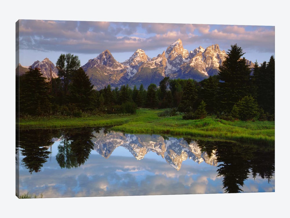 Teton Range And Its Reflection In Snake River, Grand Teton National Park, Wyoming, USA 1-piece Canvas Art