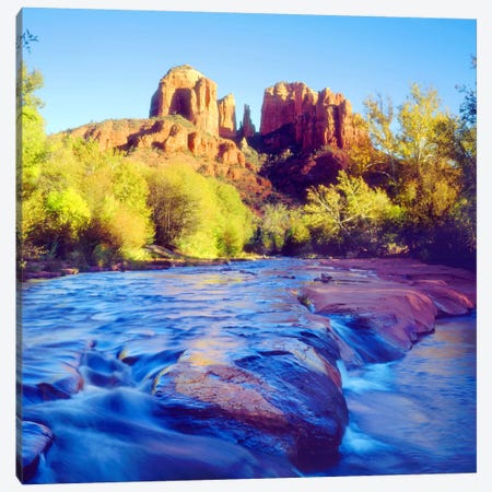 Cathedral Rock With Oak Creek In The Foreground, Coconino National Forest, Yavapai County, Arizona, USA Canvas Print #CTF5} by Christopher Talbot Frank Canvas Artwork