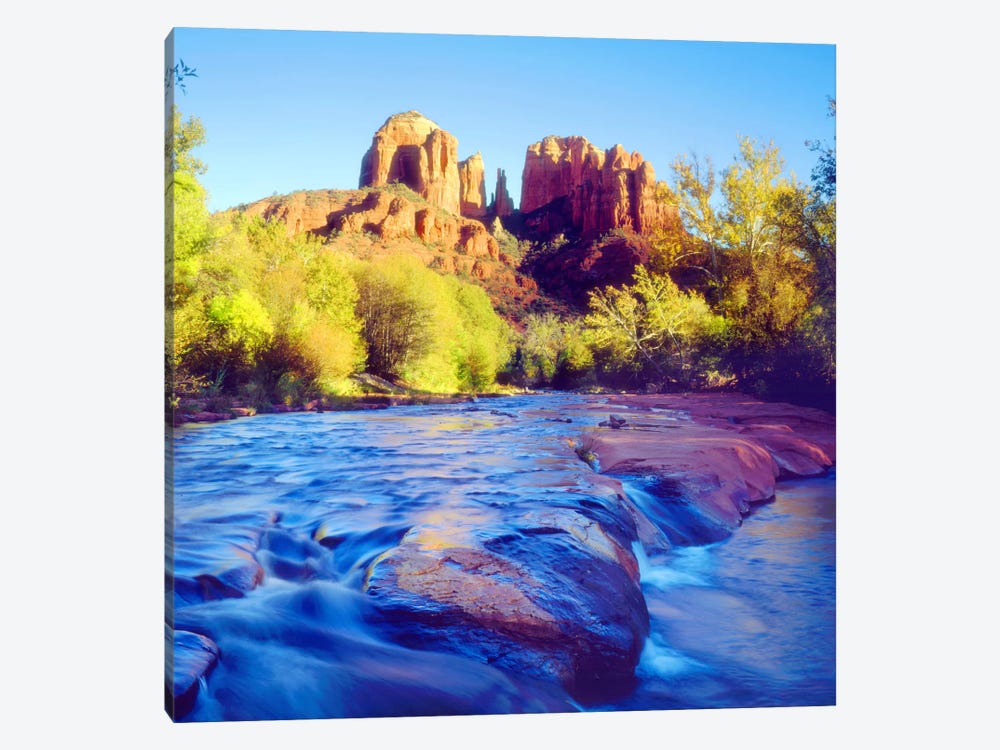 Cathedral Rock With Oak Creek In The Foreground, Coconino National Forest, Yavapai County, Arizona, USA 1-piece Canvas Wall Art