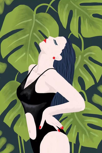 Women's Swimsuits: Monstera Girl by Emanuela Carratoni
