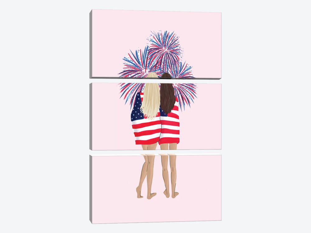 Patriotic Girls by Emanuela Carratoni 3-piece Art Print