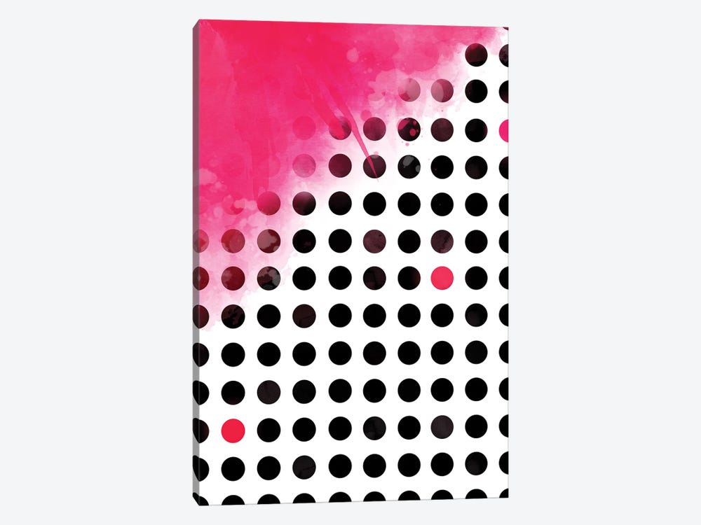 Pink On Polka Dots 1-piece Canvas Wall Art