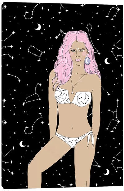 Moon Girl Canvas Art Print - Women's Swimsuit & Bikini Art