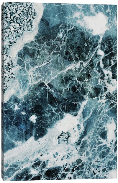 Blue Sea Marble Canvas Art Print - Aerial Beaches 