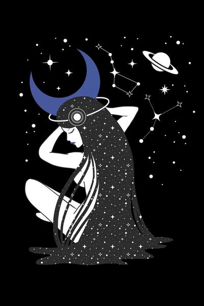 Black & White & Blue: Moon Godness by Emanuela Carratoni