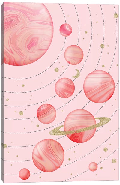 Pink Solar System Canvas Art Print - Kids Astronomy & Space Art