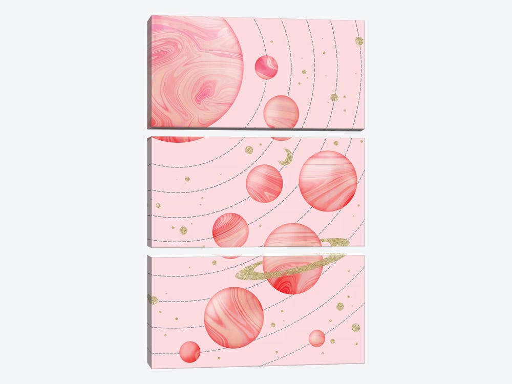 Pink Solar System by Emanuela Carratoni 3-piece Canvas Wall Art