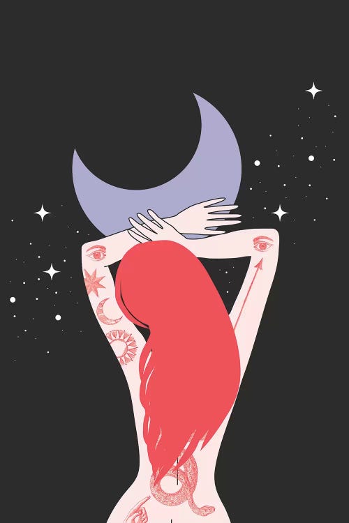 Lilith And The Moon by Emanuela Carratoni wall art