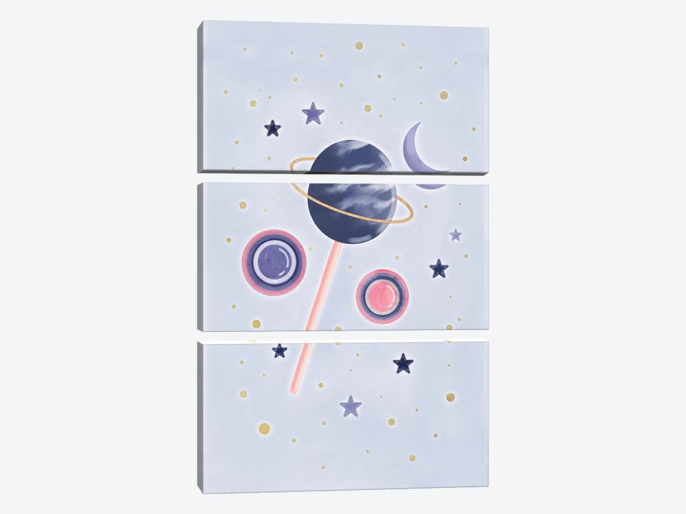 Space Lollipop by Emanuela Carratoni 3-piece Canvas Print