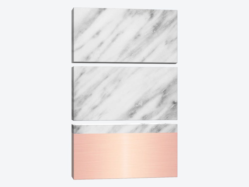 Carrara Marble With Pink by Emanuela Carratoni 3-piece Canvas Print