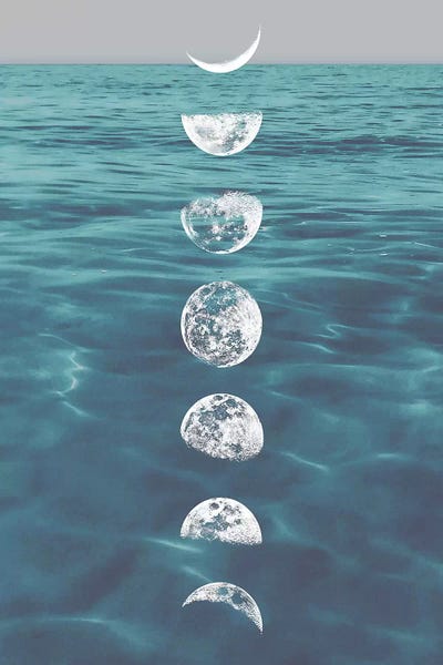 Kids Astronomy & Space Art: Moon On Blue Ocean by Emanuela Carratoni