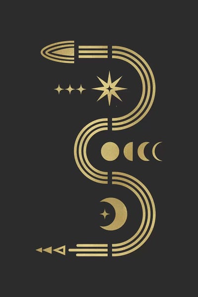 Gold Snake by Emanuela Carratoni multi panel art