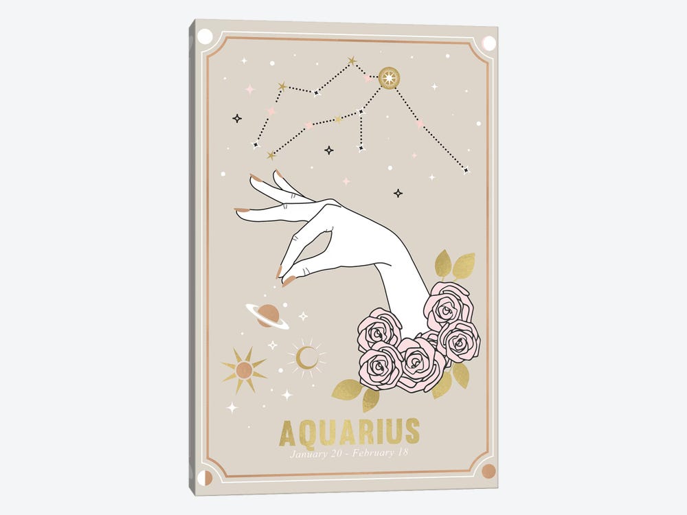 Aquarius Zodiac Sign by Emanuela Carratoni 1-piece Canvas Print