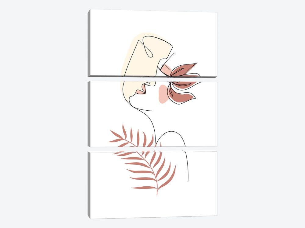 Line Art Kiss by Emanuela Carratoni 3-piece Canvas Print