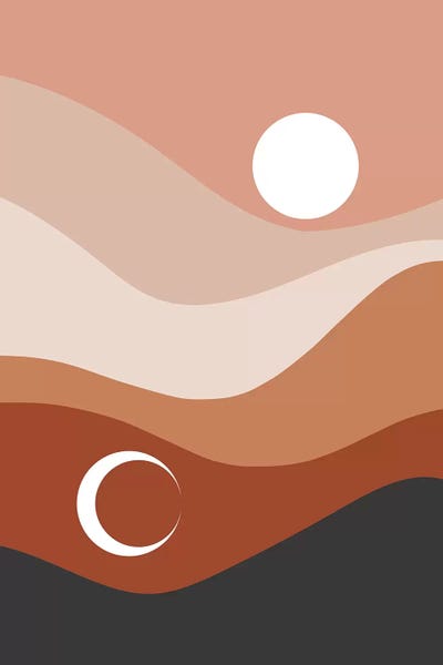 Sun & Moon: Moon And Sun Landscape by Emanuela Carratoni