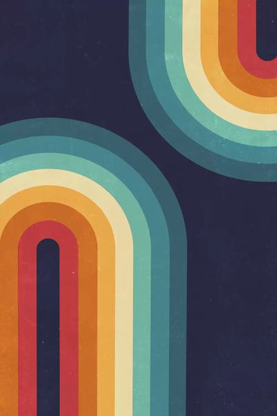 Retro Geo Abstracts: Double Rainbow On Blue by Emanuela Carratoni