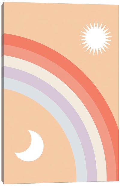 Rainbow Moon and Sun Canvas Art Print - Rainbow Art