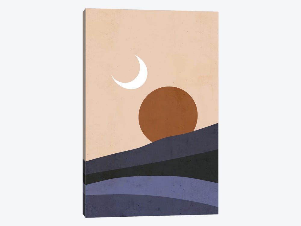 Moon And Sun At Sunset 1-piece Canvas Art Print