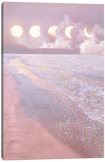 Shining Beach Canvas Art Print - Full Moon Art