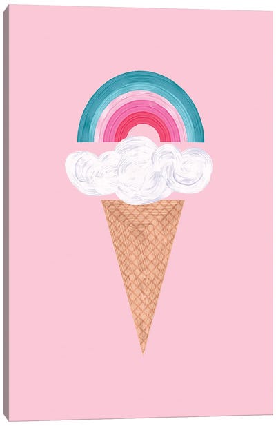 Rainbow Ice Cream Canvas Art Print - Sweets & Dessert Art