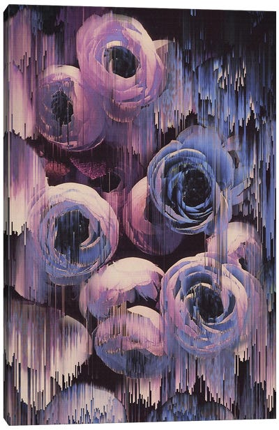 Floral Glitches Canvas Art Print - Metropolis