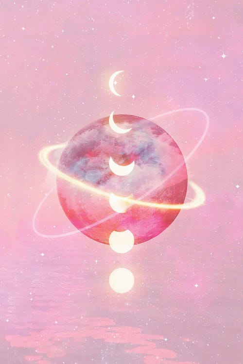 Pink Moon And Planet